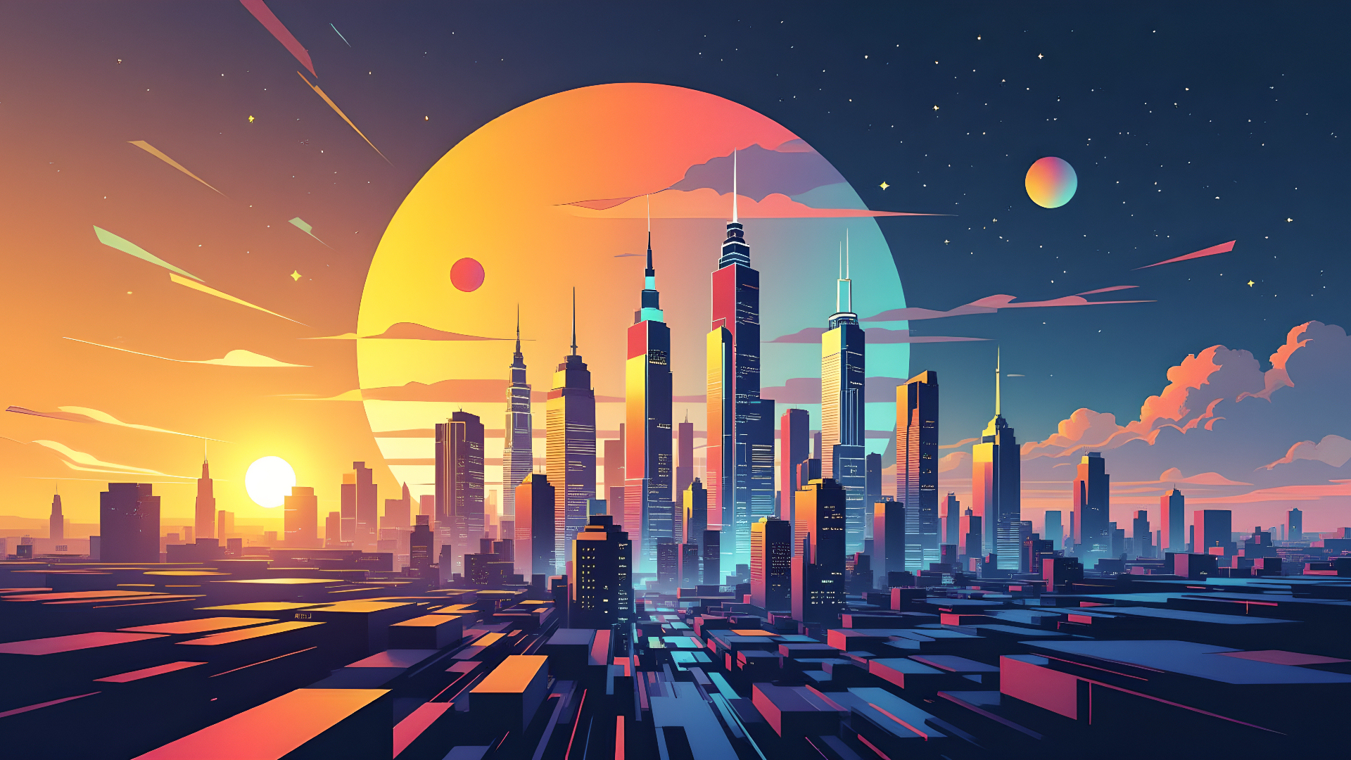 Futuristic City Sunset